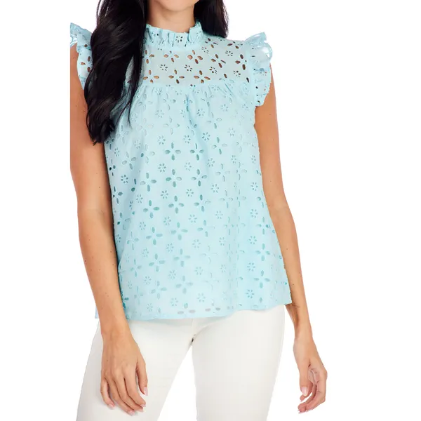 Bianca Eyelet Tank {Blue}