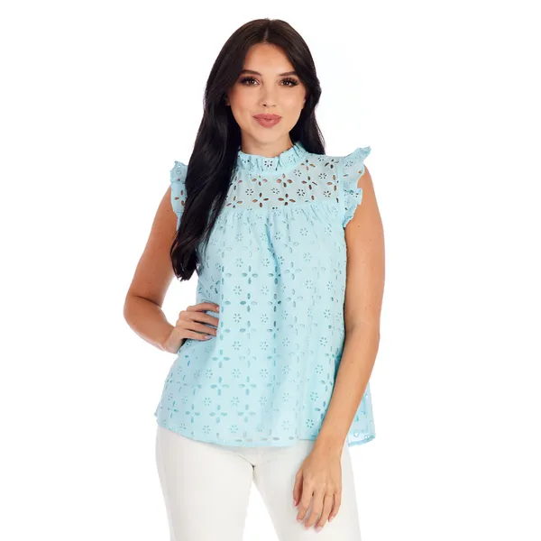 Bianca Eyelet Tank {Blue}