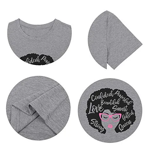 Black Girl Magic Shirts for Women Melanin Afro Amercian Natural Hair Queen Tshirts Glasses Graphic Short Sleeve Tee Tops