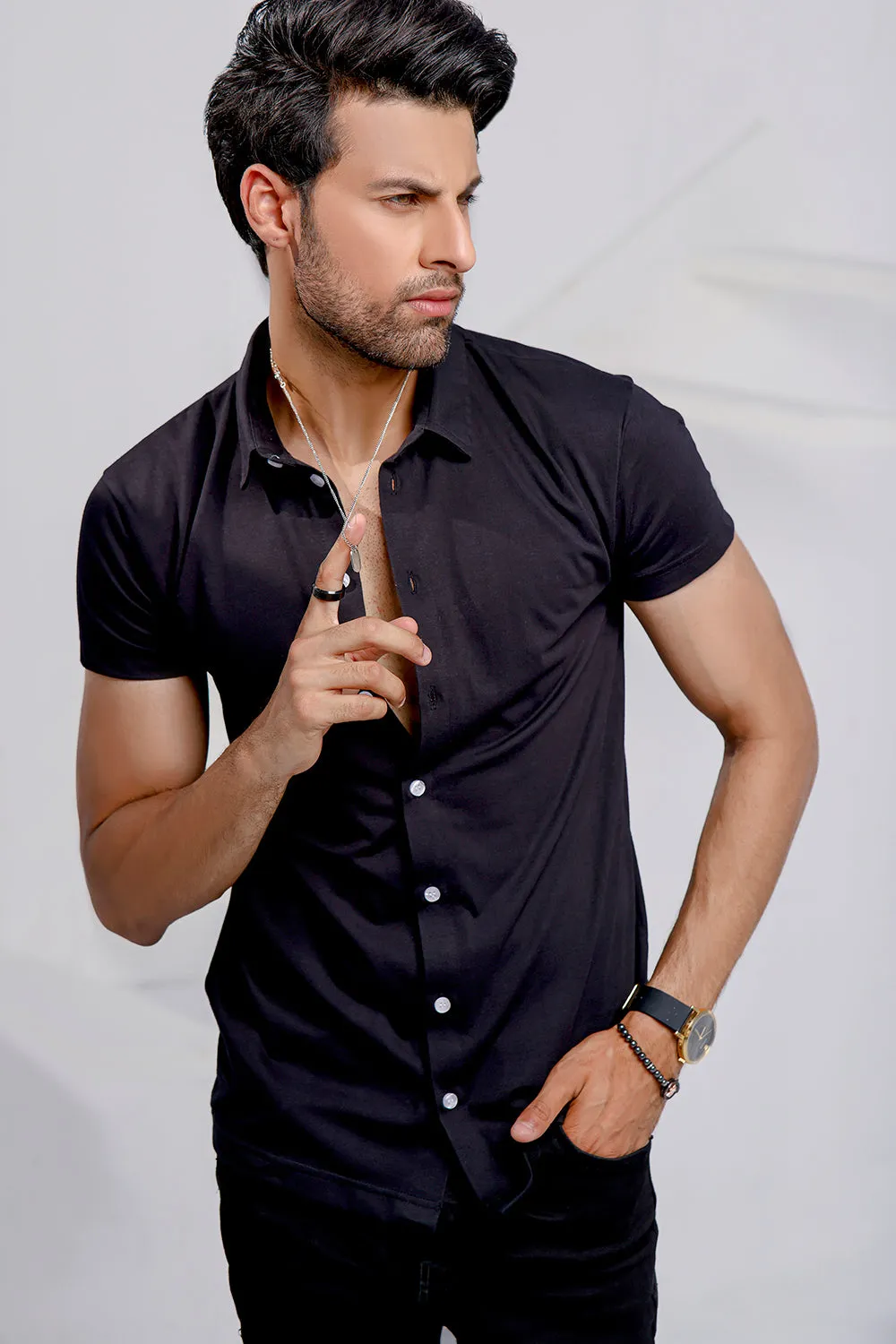 Black Half Sleeves Jersey Shirt