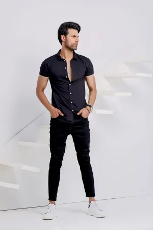 Black Half Sleeves Jersey Shirt