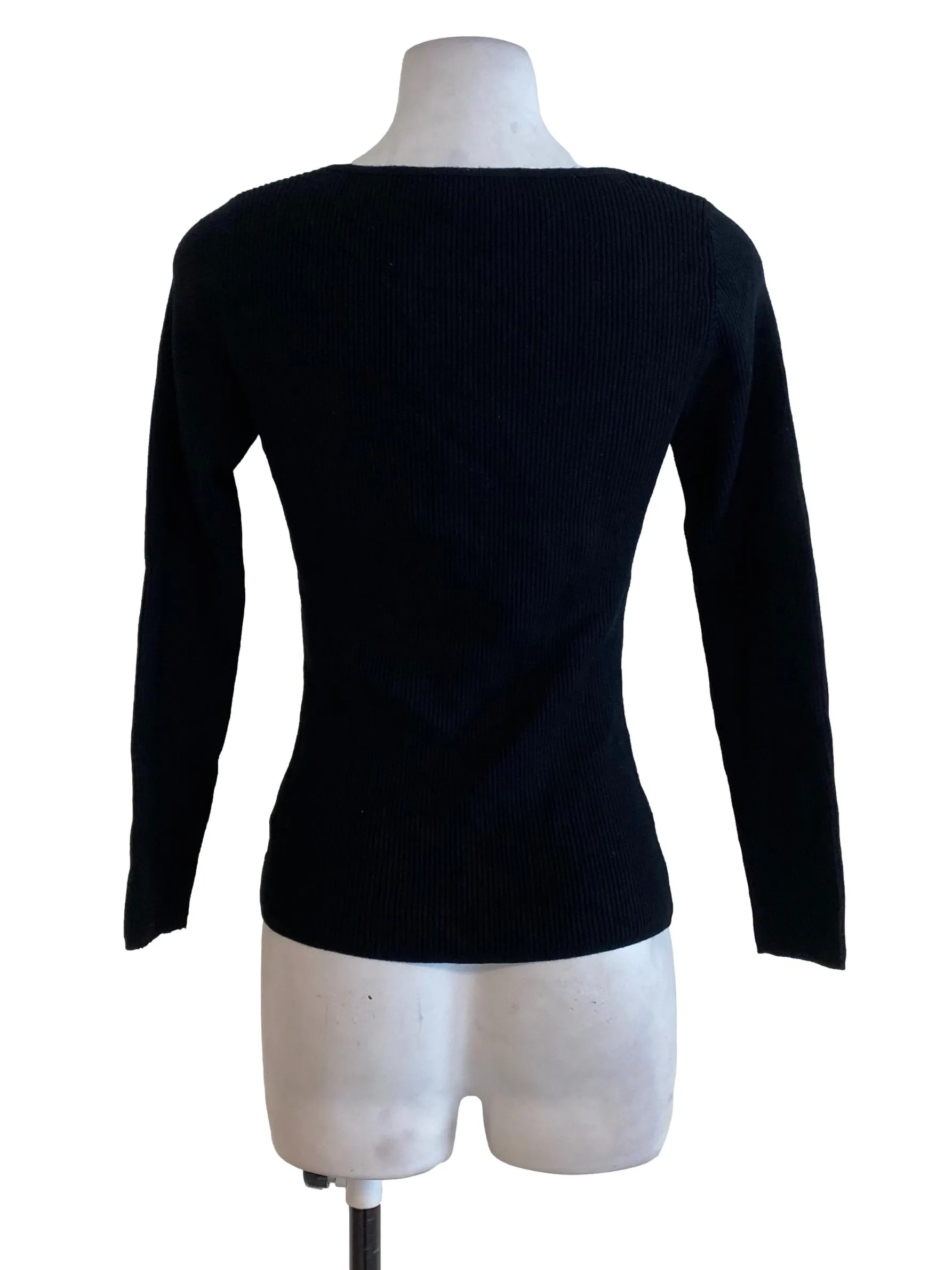Black Knitted Button Down Top LB