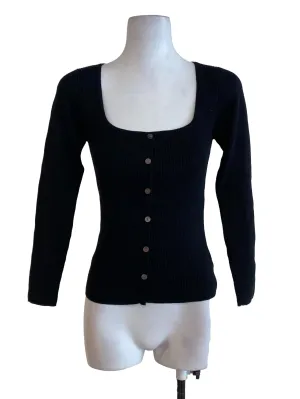 Black Knitted Button Down Top LB