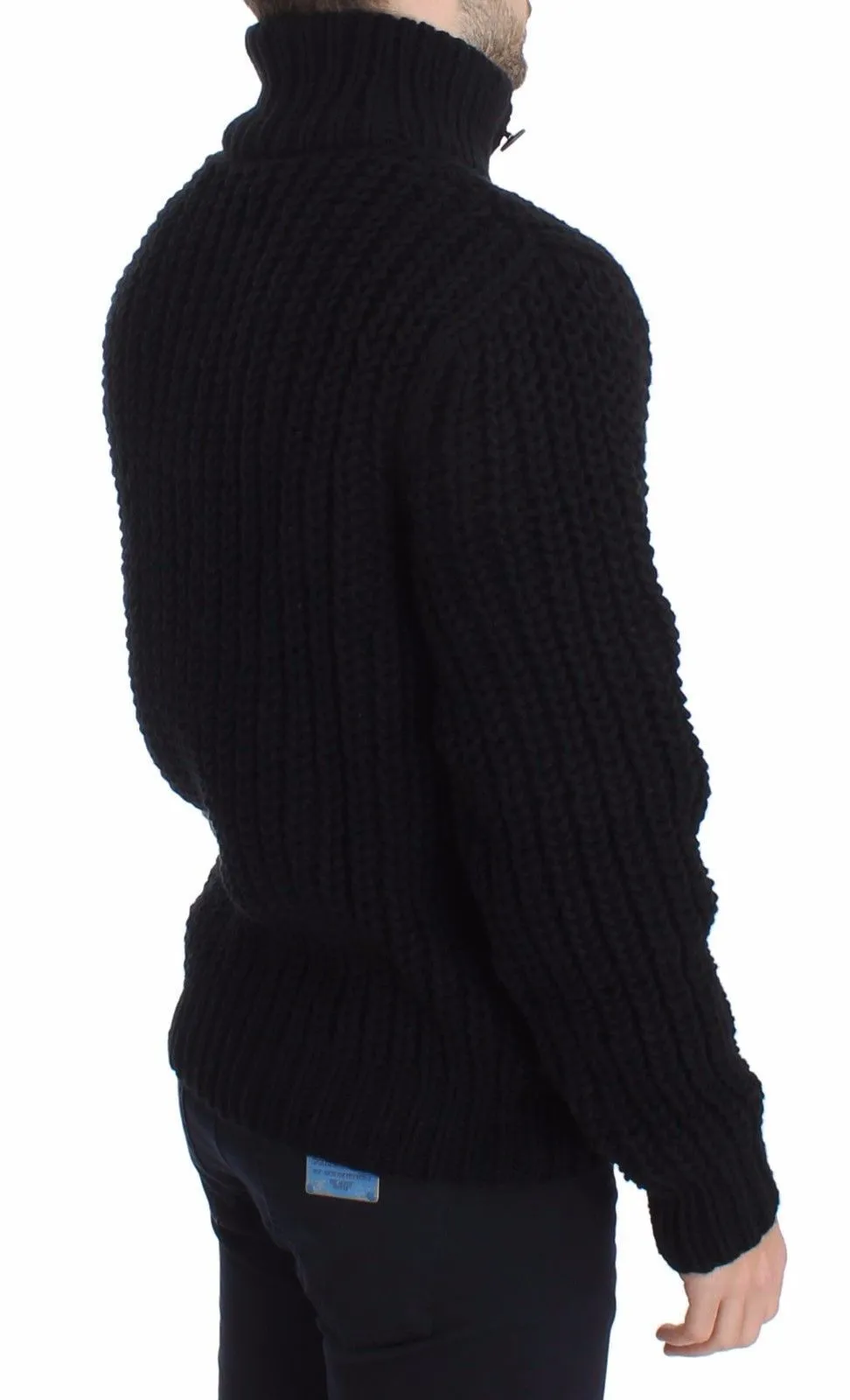 Black Knitted Wool Sweater Pullover Top