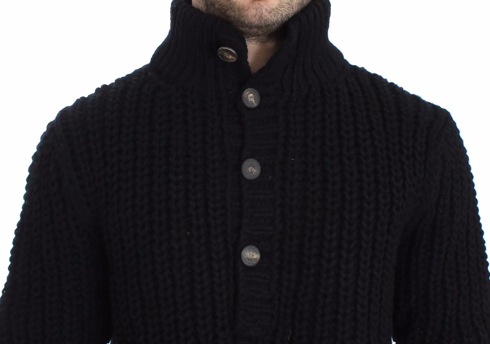 Black Knitted Wool Sweater Pullover Top