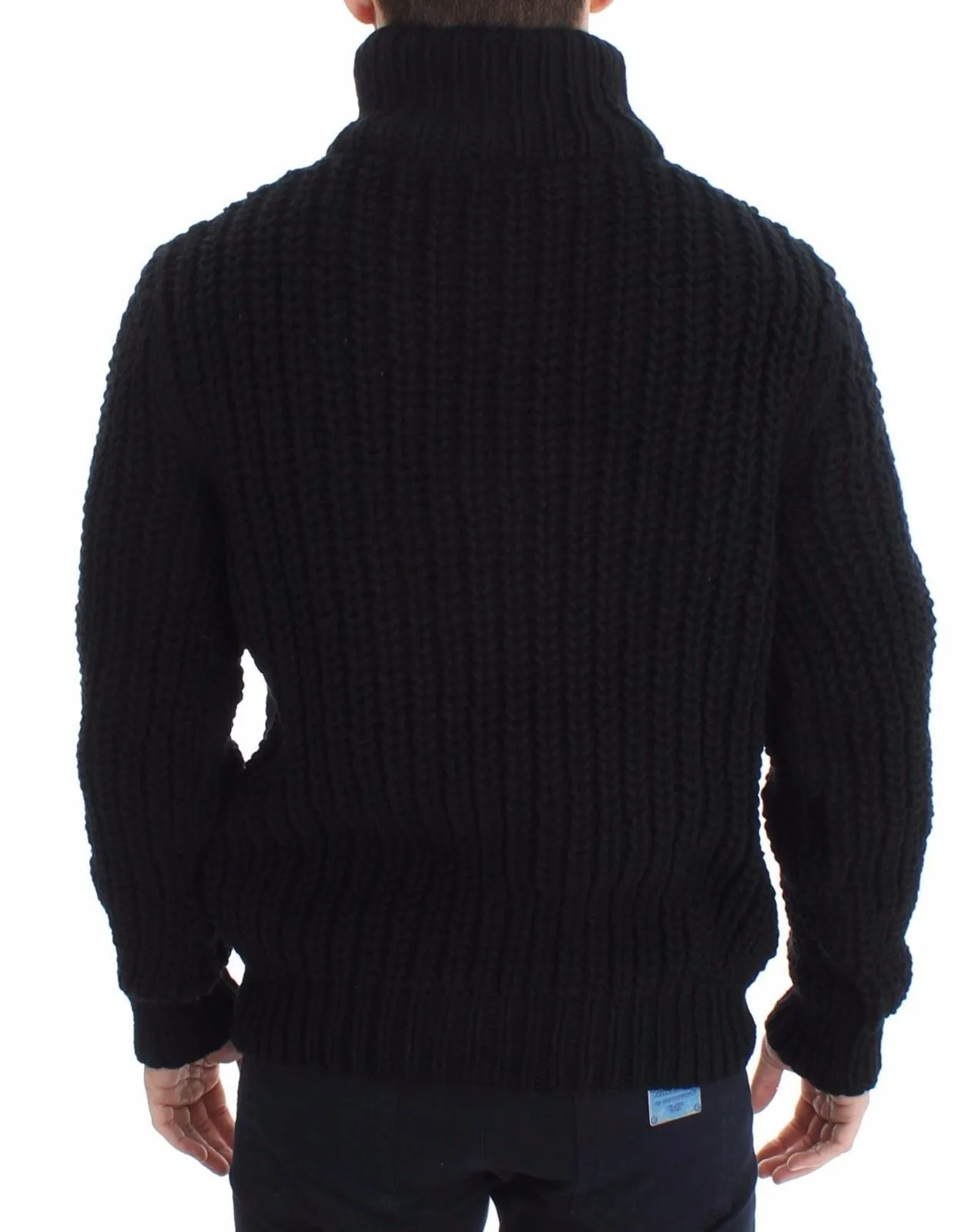 Black Knitted Wool Sweater Pullover Top