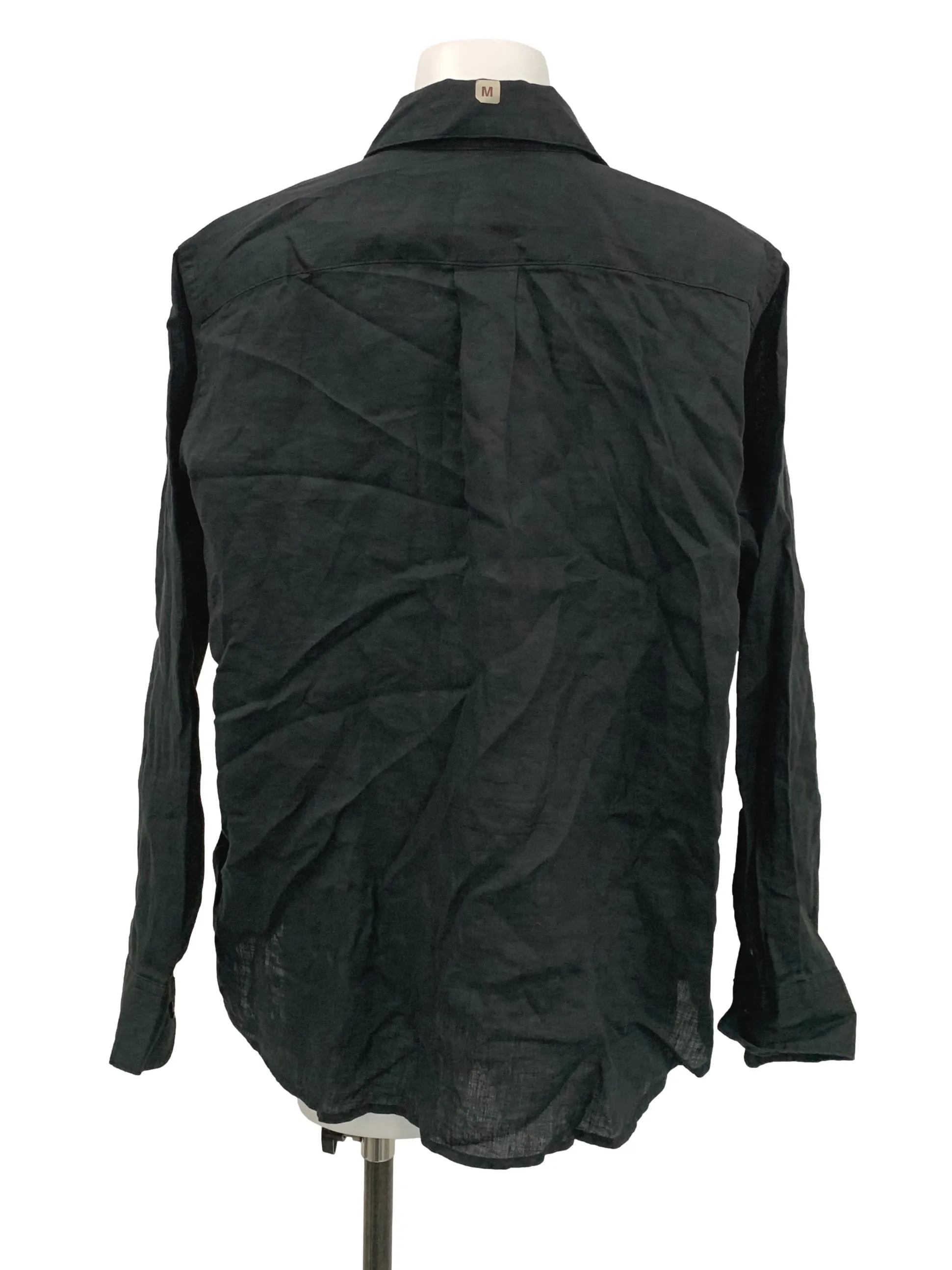 Black Linen Button Down Blouse