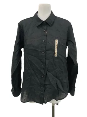 Black Linen Button Down Blouse