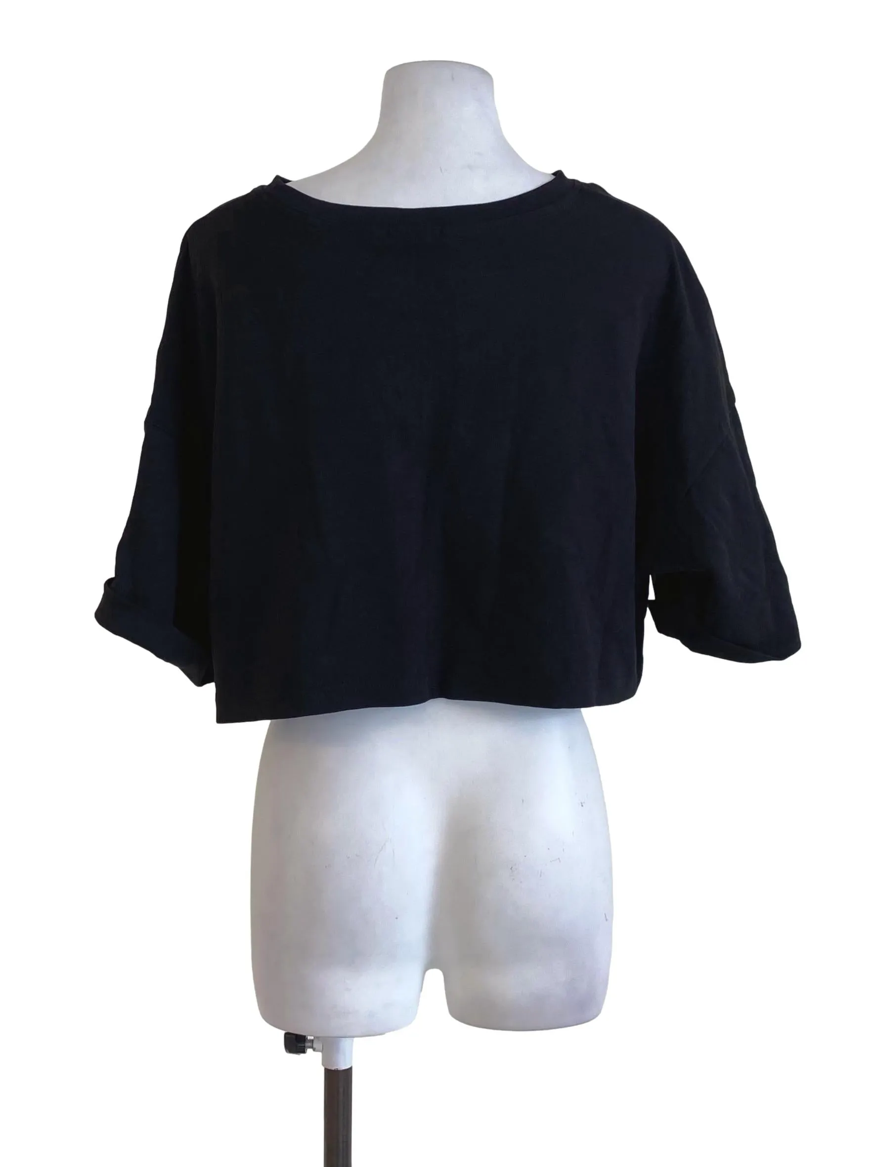 Black Plain Crop T-Shirt