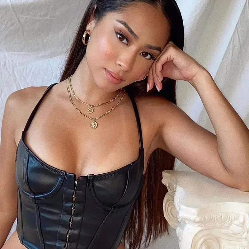 Black PU Leather Corset Bustier – Bold & Sexy Statement Piece