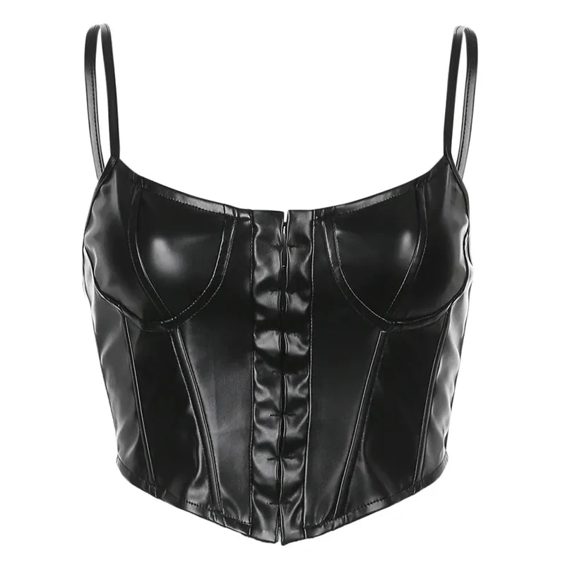 Black PU Leather Corset Bustier – Bold & Sexy Statement Piece