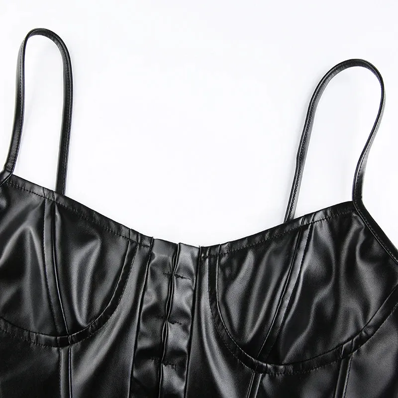 Black PU Leather Corset Bustier – Bold & Sexy Statement Piece