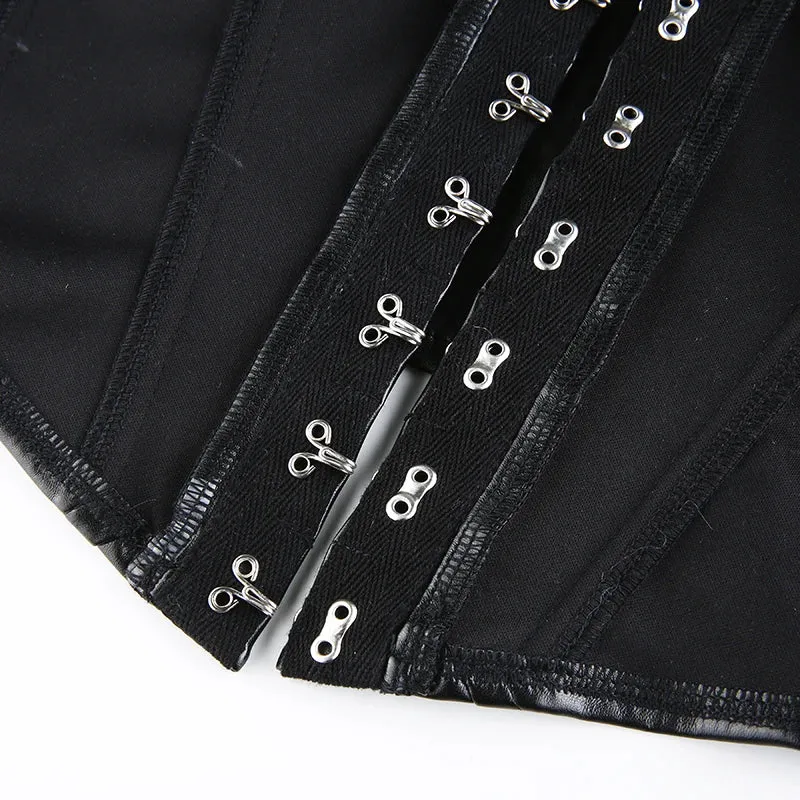 Black PU Leather Corset Bustier – Bold & Sexy Statement Piece
