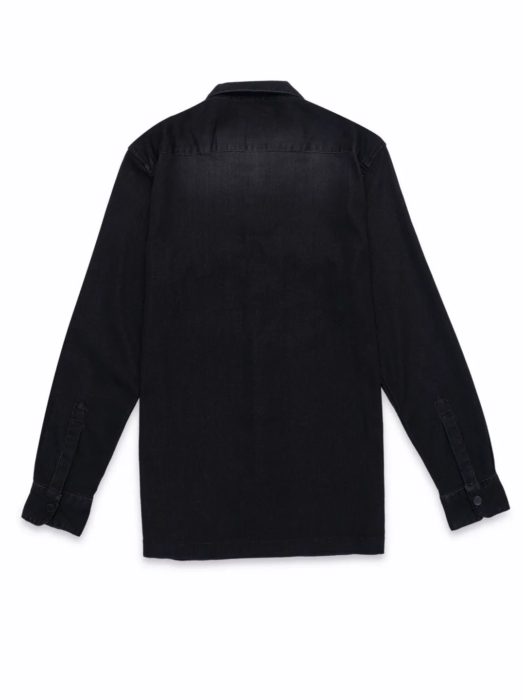 Black Snap Button Denim Shirt