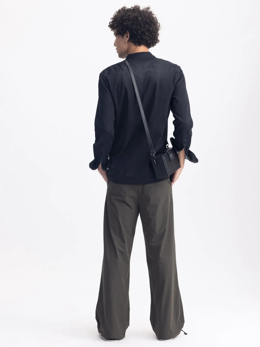 Black Snap Button Denim Shirt