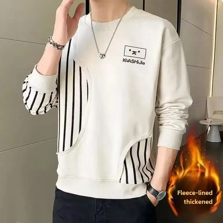 Black White Patchwork Hoodie Men's