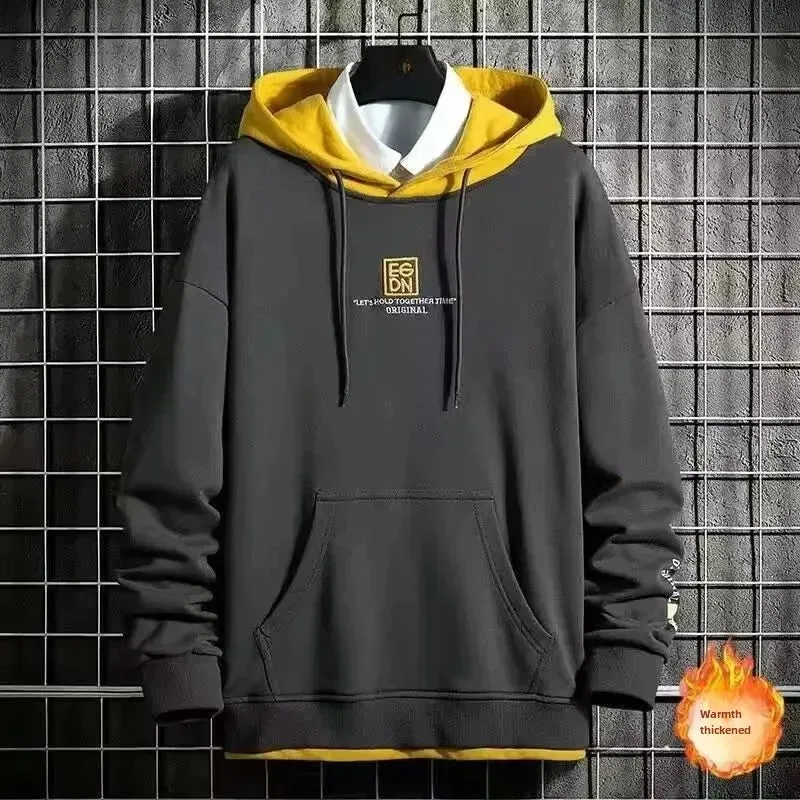 Black White Patchwork Hoodie Men's