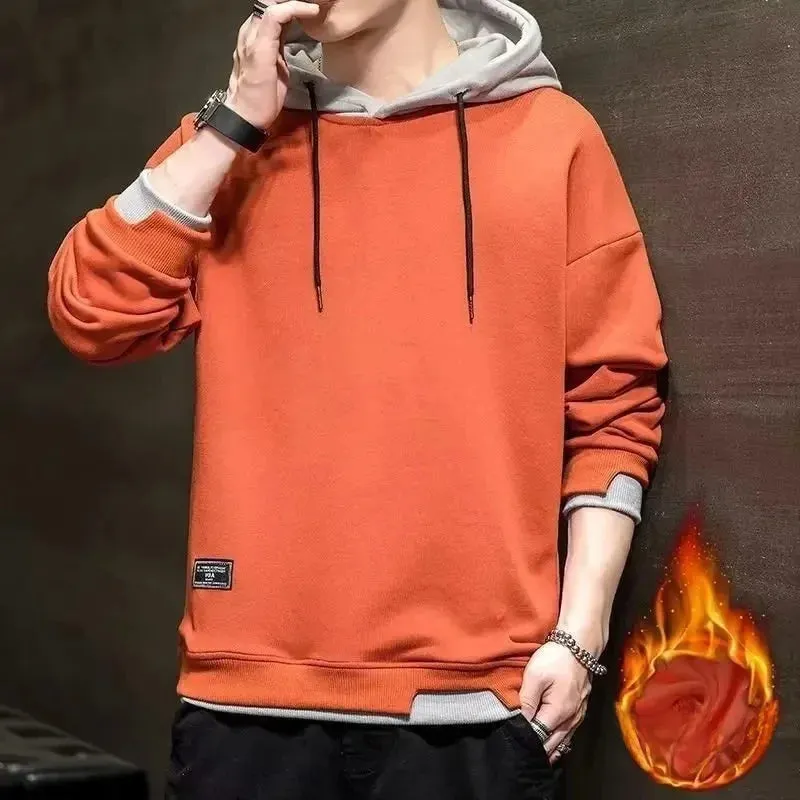 Black White Patchwork Hoodie Men's