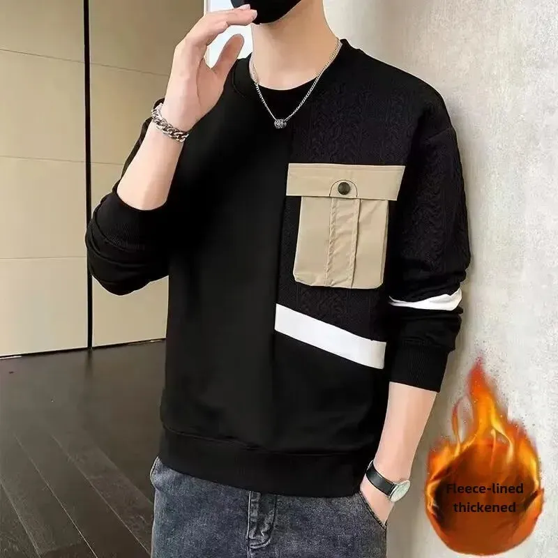 Black White Patchwork Hoodie Men's