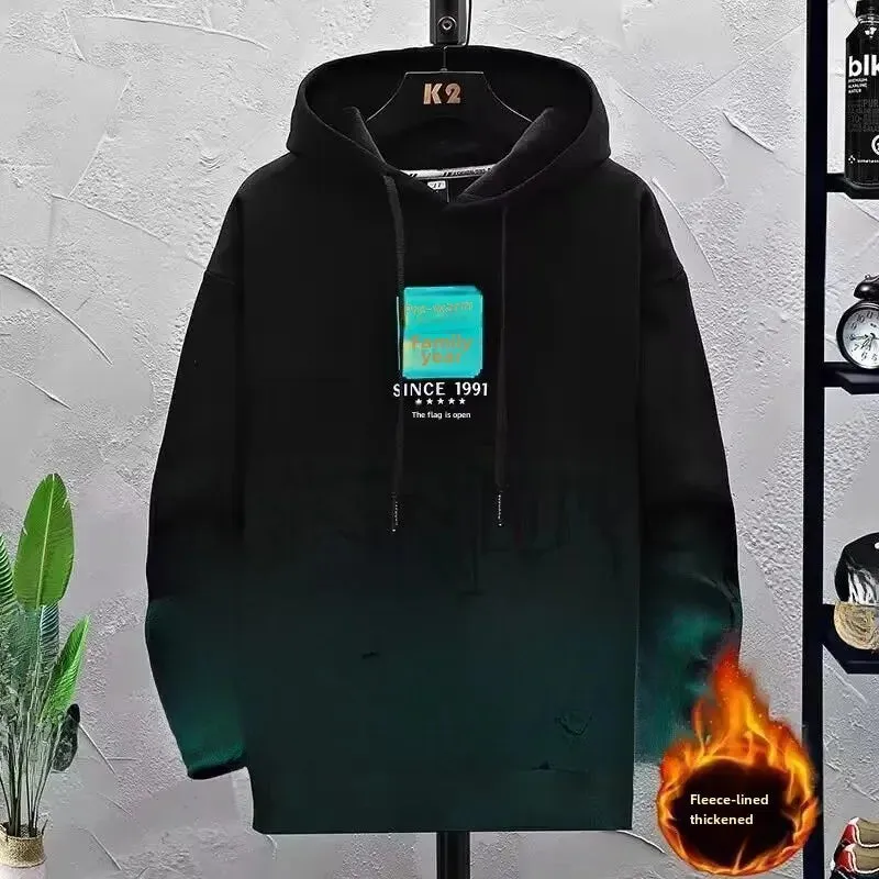 Black White Patchwork Hoodie Men's