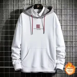 Black White Patchwork Hoodie Men's