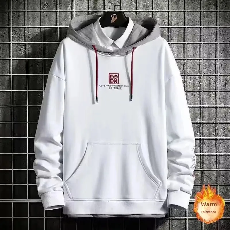 Black White Patchwork Hoodie Men's