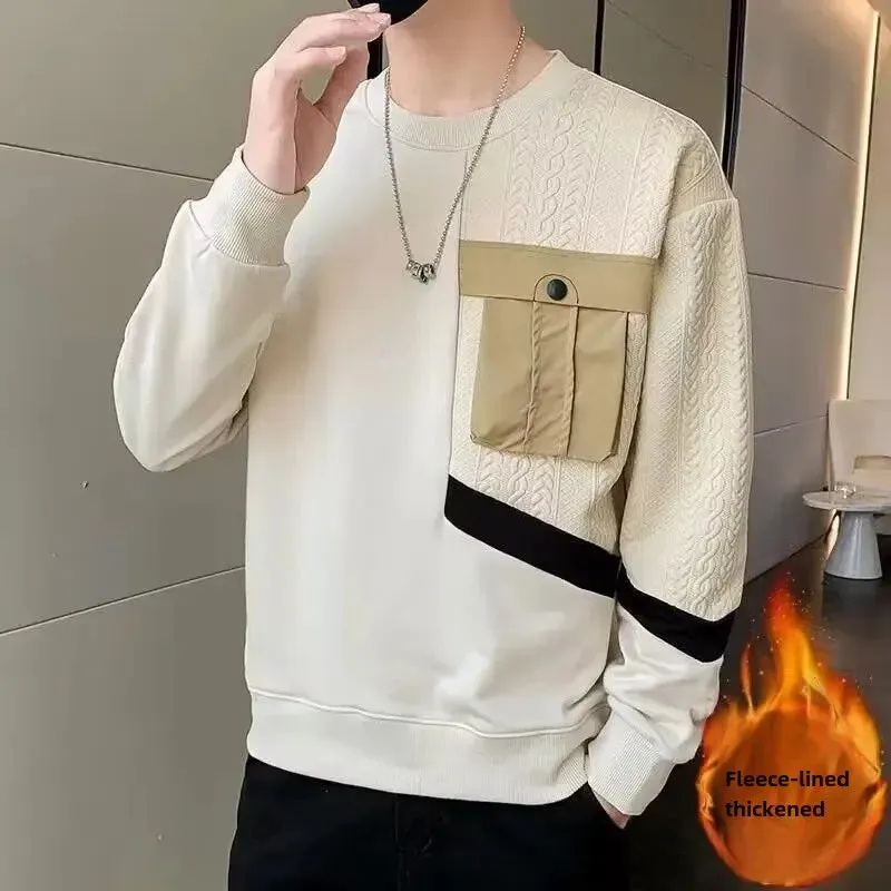 Black White Patchwork Hoodie Men's