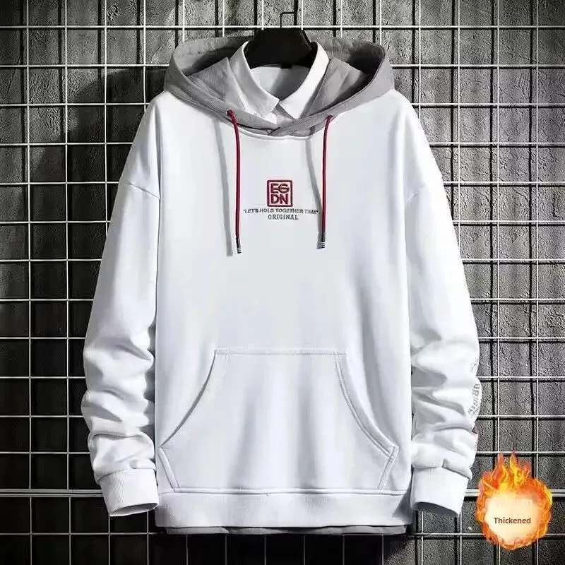 Black White Patchwork Hoodie Men's