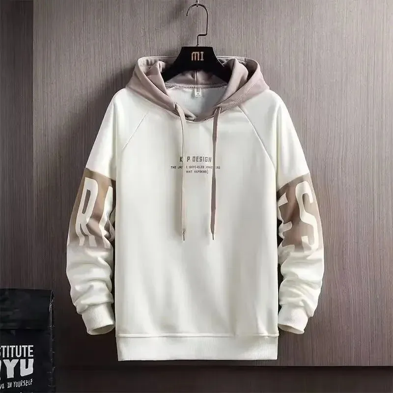 Black White Patchwork Hoodie Men's