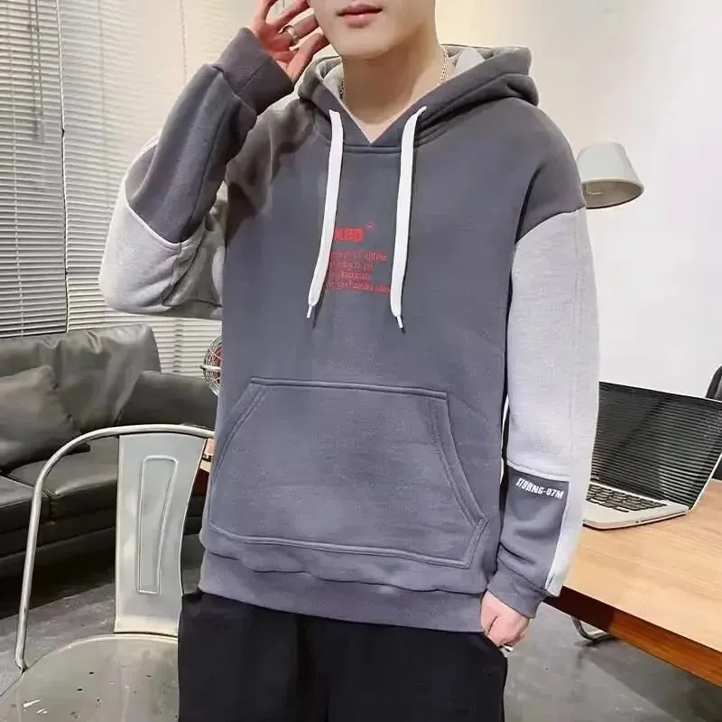 Black White Patchwork Hoodie Men's