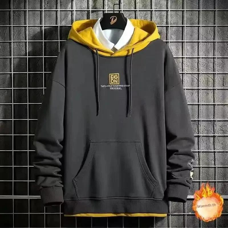 Black White Patchwork Hoodie Men's