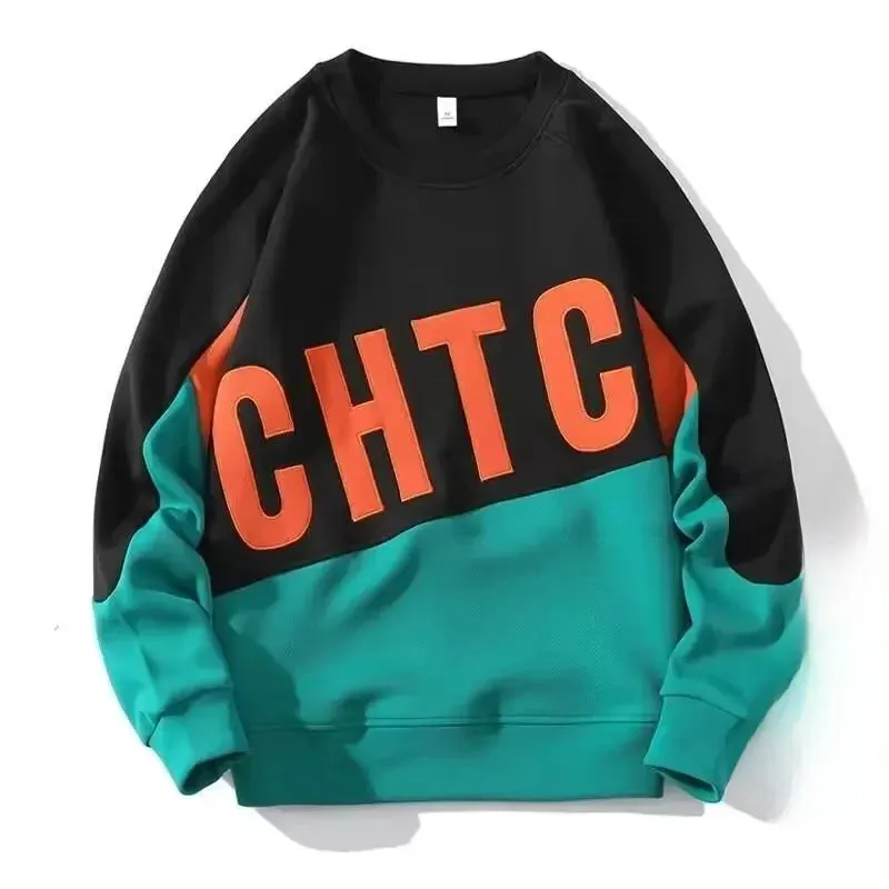 Black White Patchwork Hoodie Men's