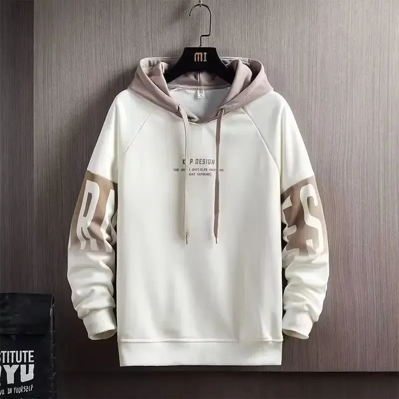 Black White Patchwork Hoodie Men's