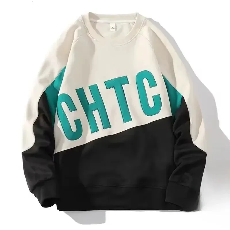 Black White Patchwork Hoodie Men's