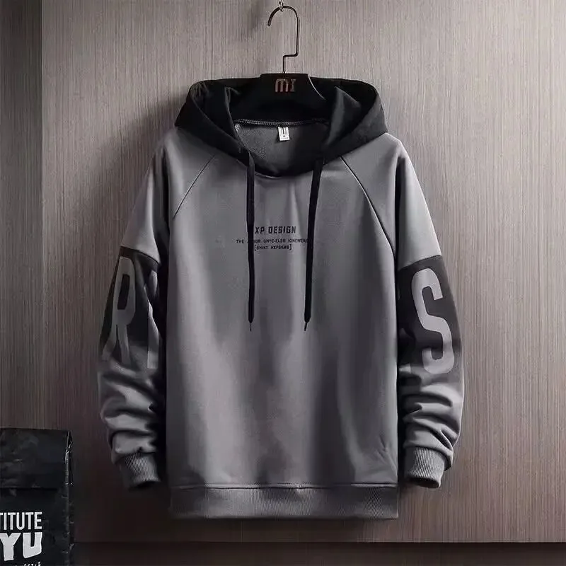 Black White Patchwork Hoodie Men's