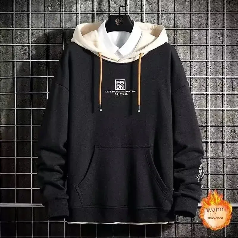 Black White Patchwork Hoodie Men's