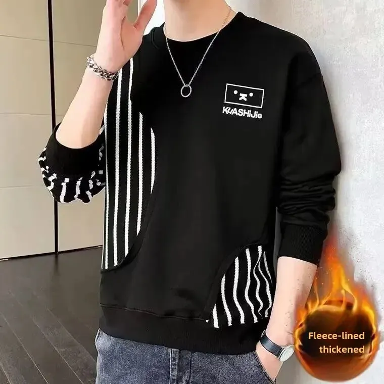 Black White Patchwork Hoodie Men's