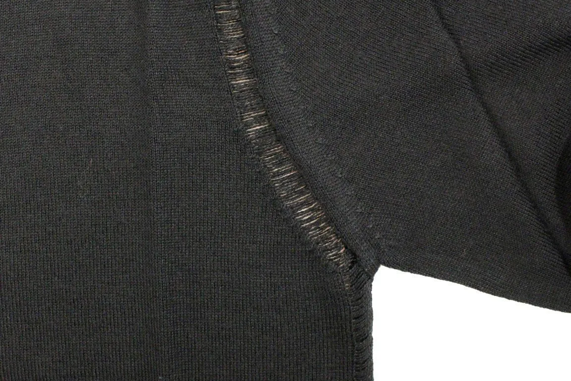 Black Wool Blend Logo Crewneck Pullover Sweater