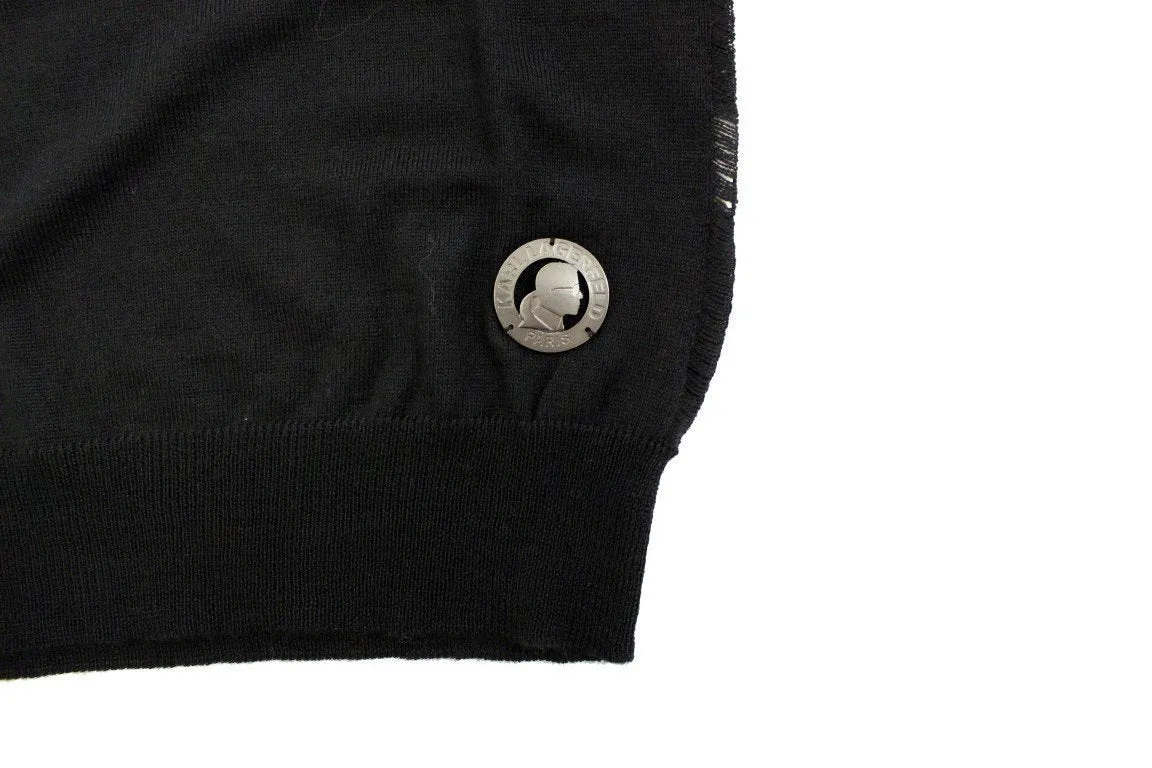 Black Wool Blend Logo Crewneck Pullover Sweater