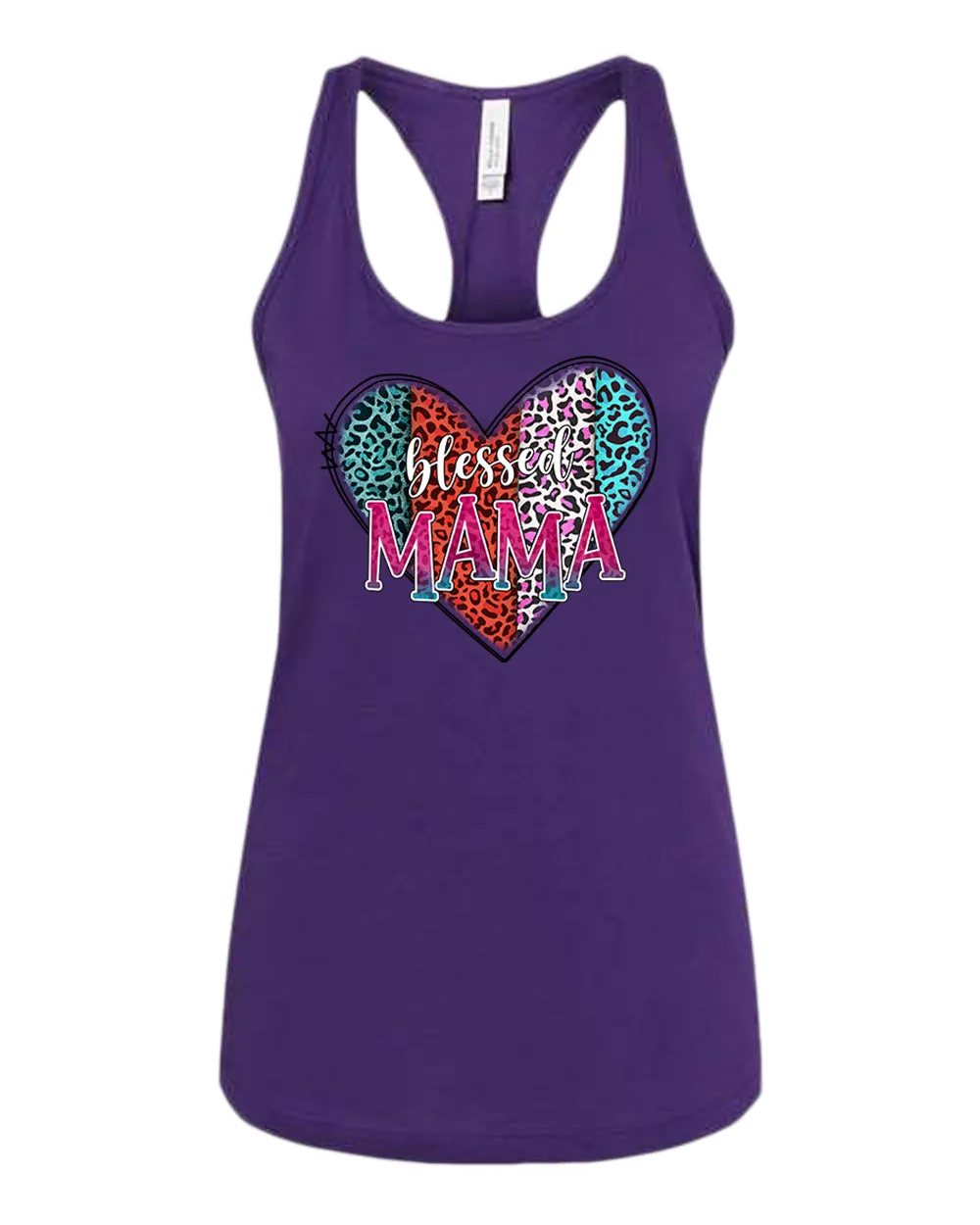 Blessed mama tank top cheetah print design tank top
