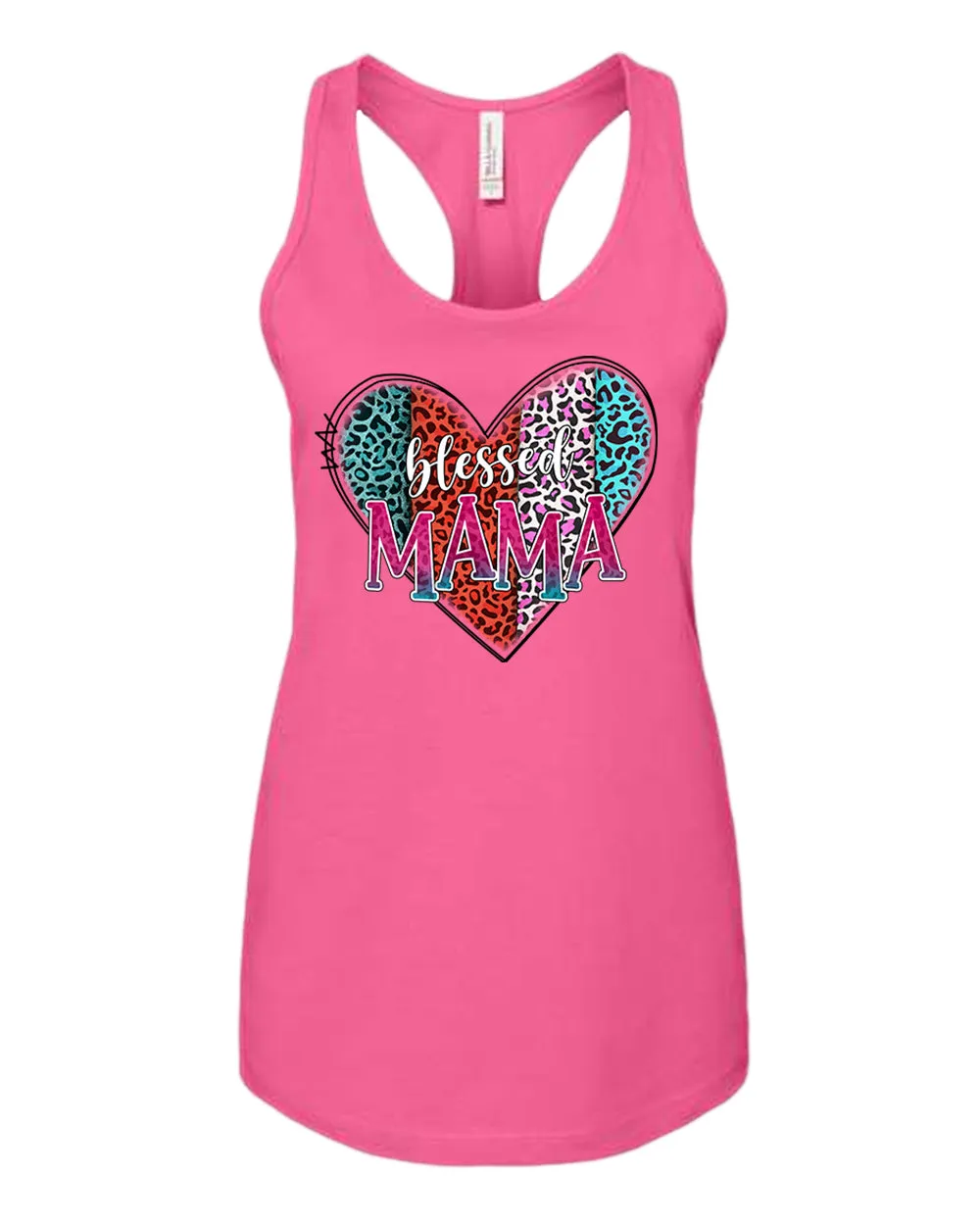 Blessed mama tank top cheetah print design tank top