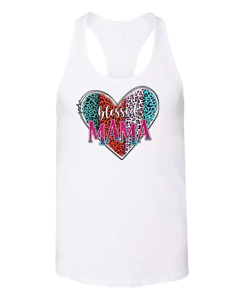 Blessed mama tank top cheetah print design tank top