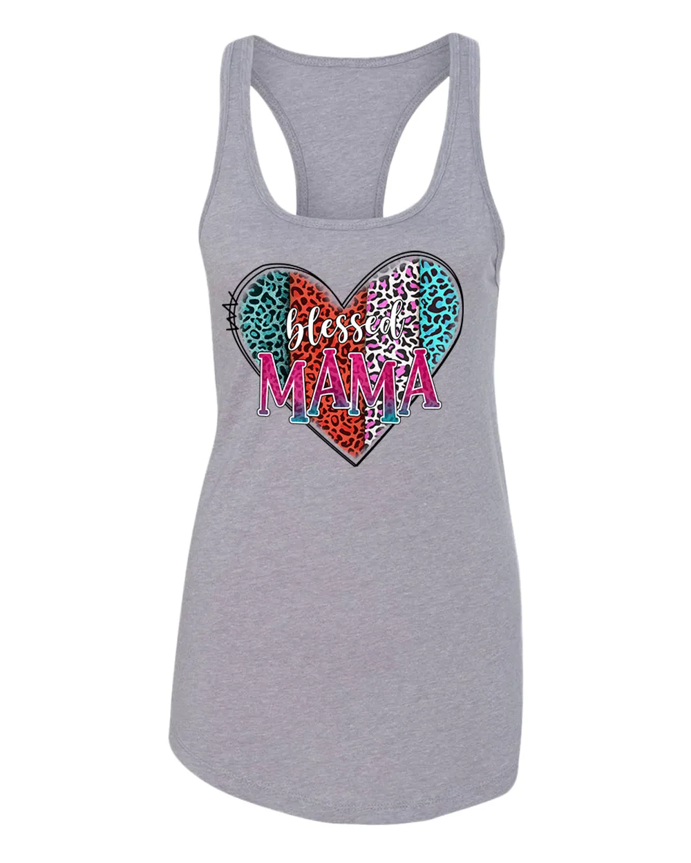 Blessed mama tank top cheetah print design tank top