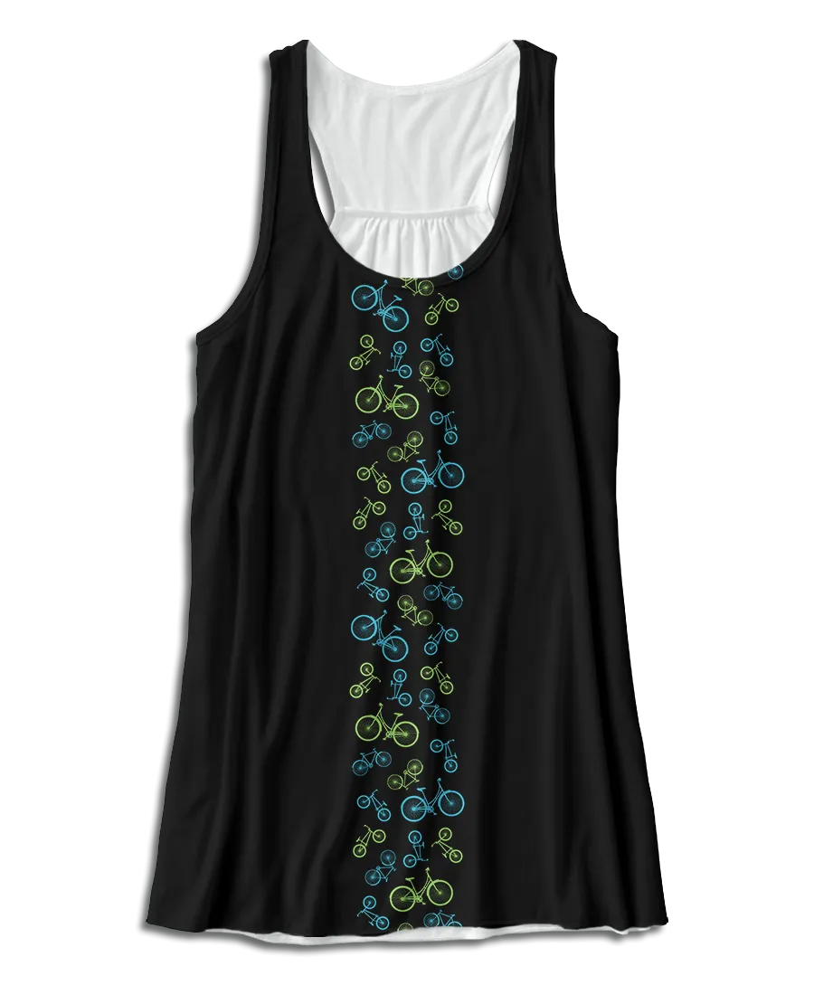 Blue & Teal Bikes Flowy Racerback Tank Top