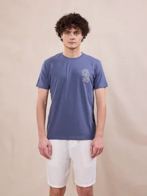 Blue Back Print T-Shirt