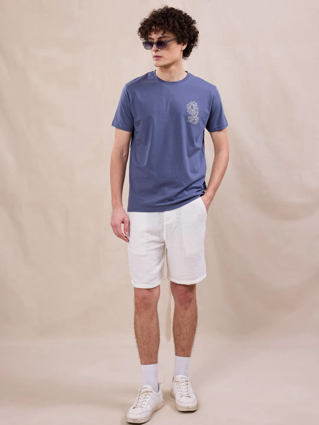 Blue Back Print T-Shirt