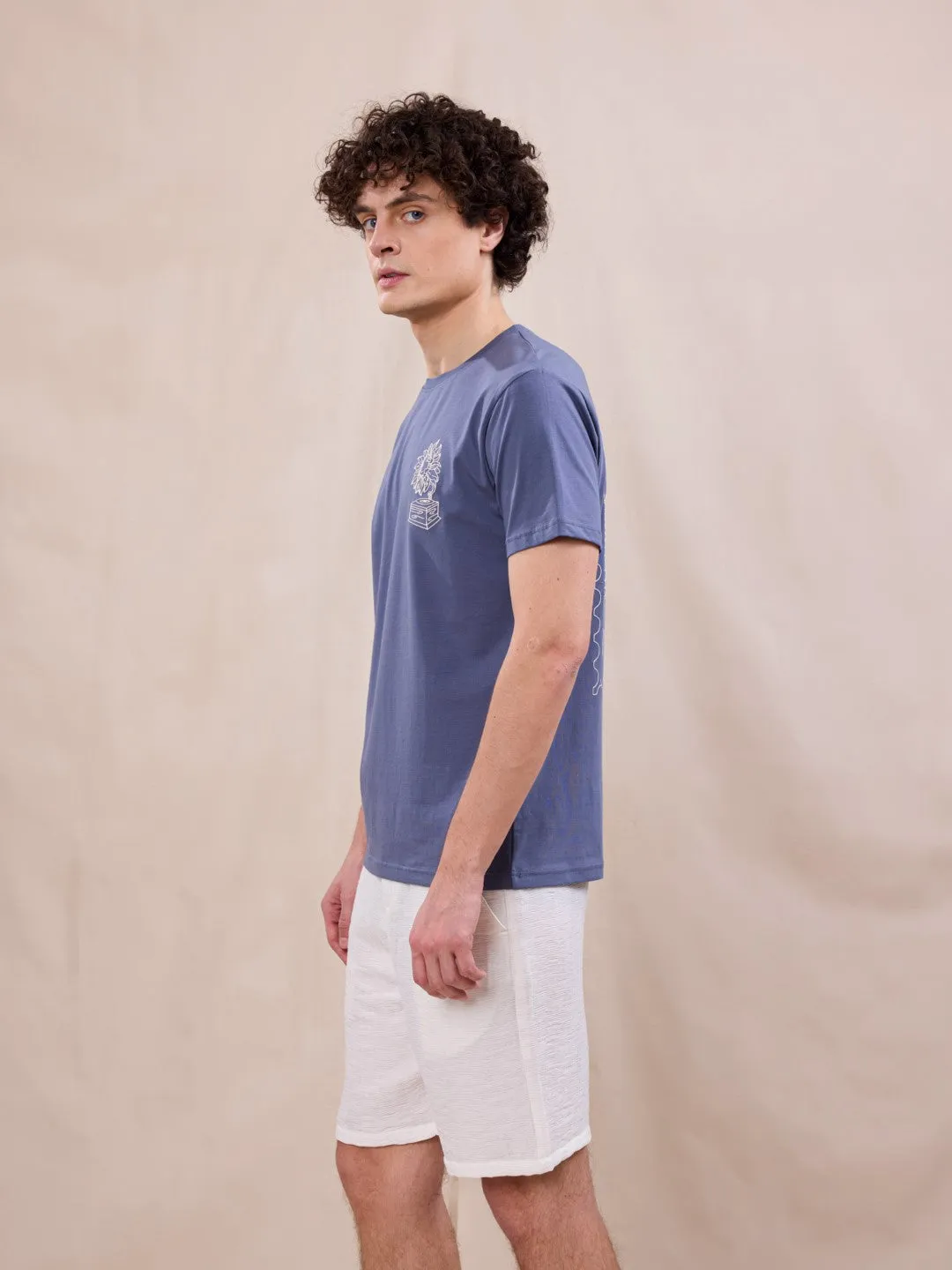 Blue Back Print T-Shirt