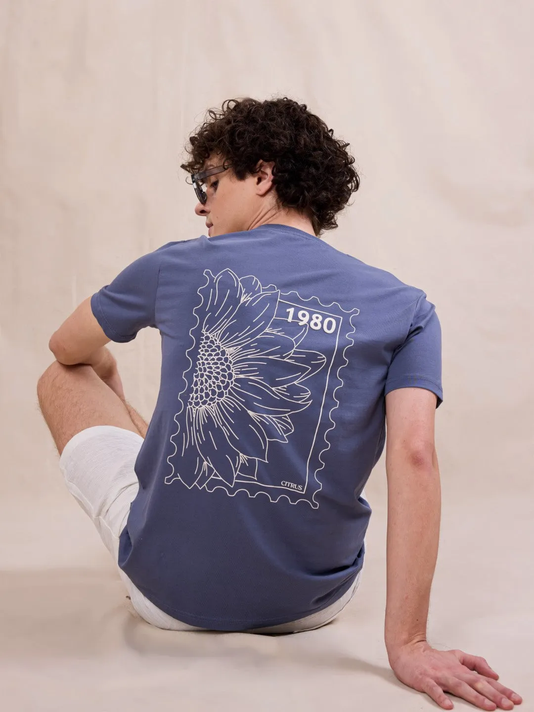 Blue Back Print T-Shirt