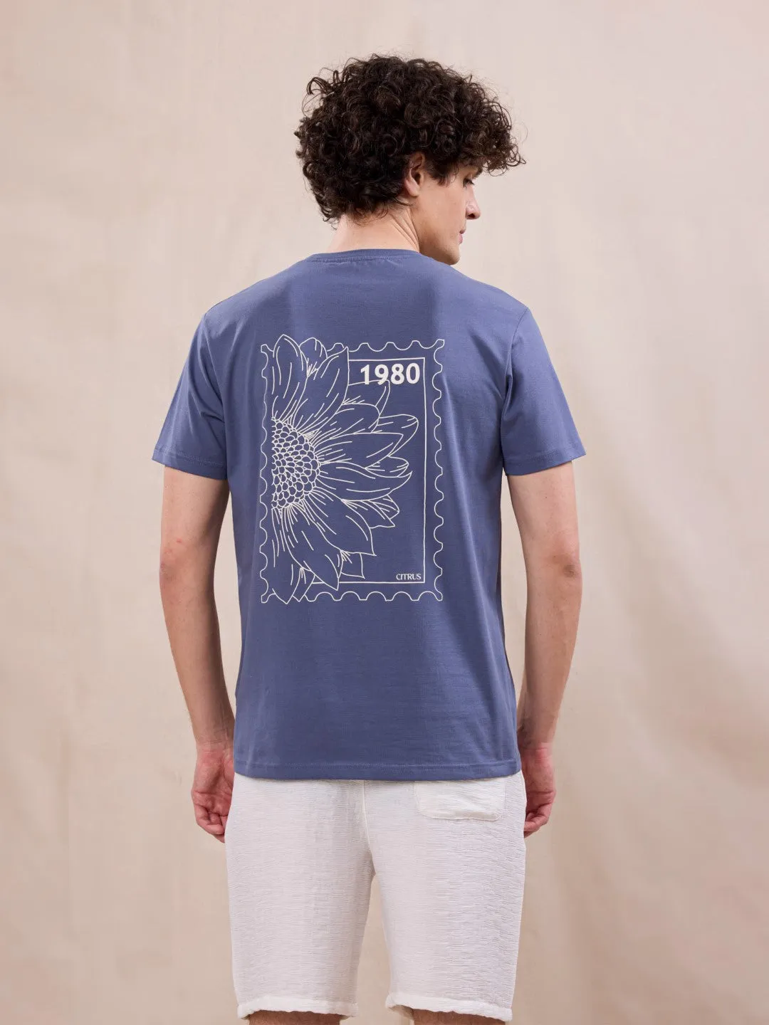 Blue Back Print T-Shirt