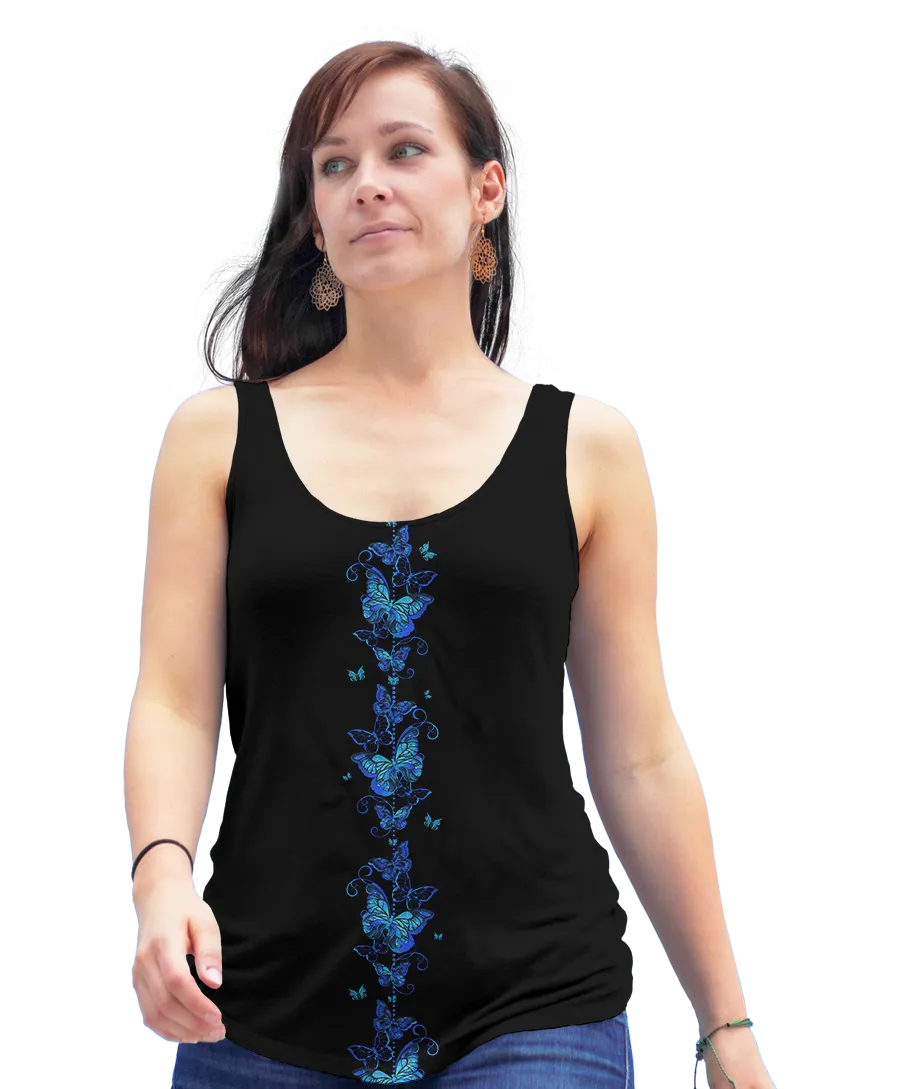 Blue Butterflies Flowy Racerback Tank Top